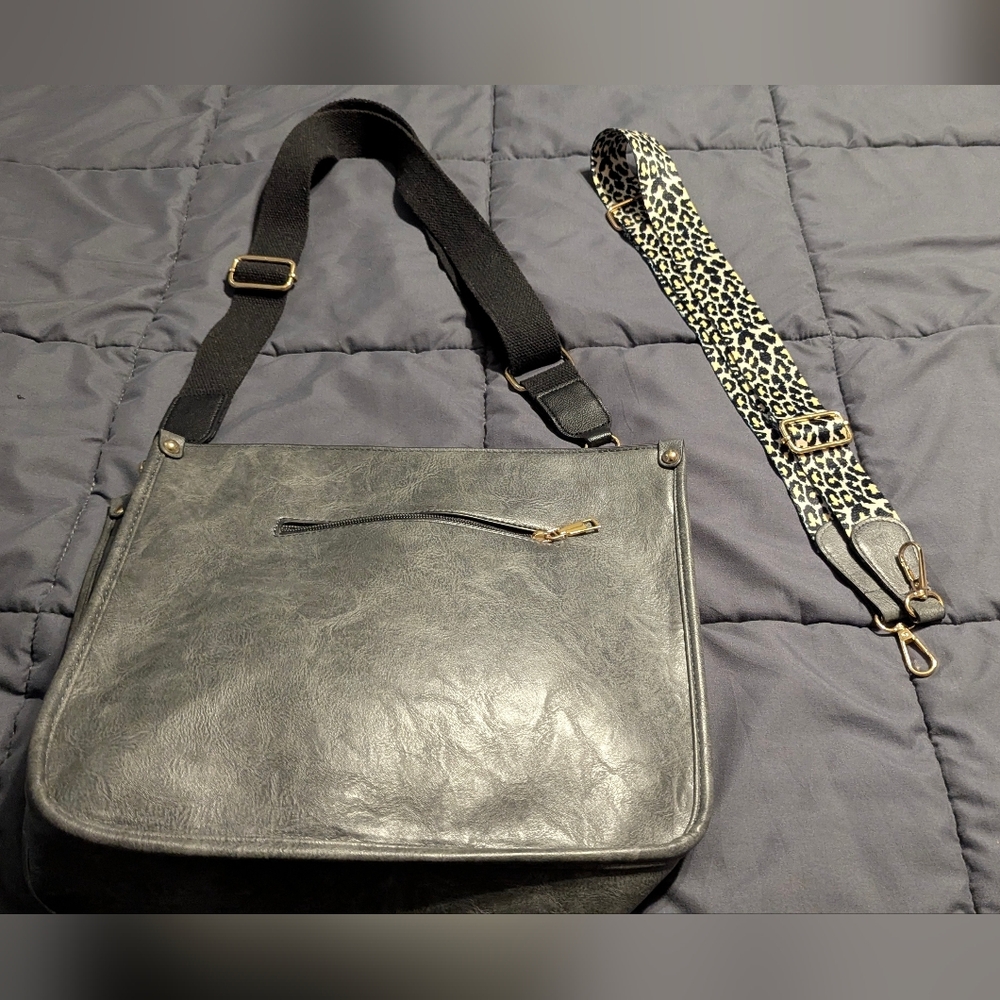 Stylish Gray Women's Bag/Purse/ Messenger Bag W/ Extra Strap